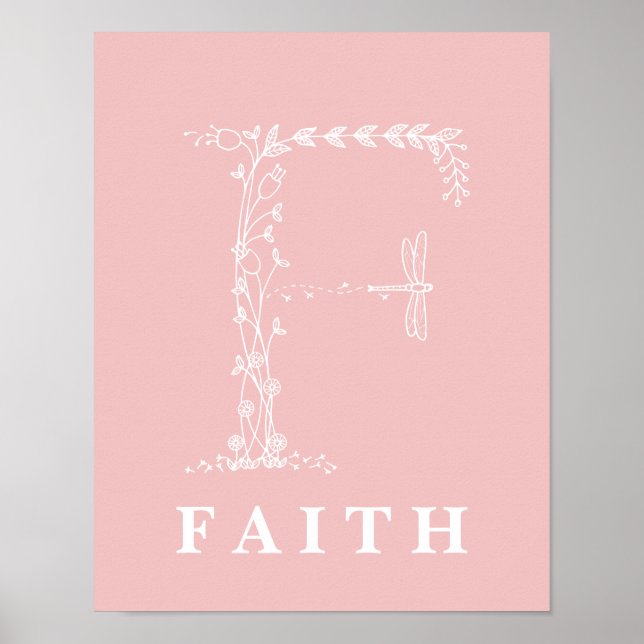 F Botanisches Monogramm Kinderzimmer-Poster Poster (Vorne)