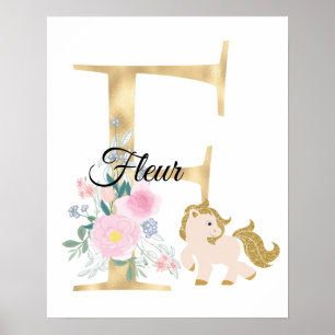 F-Buchstaben personalisierte Bezeichnung Monogramm Poster