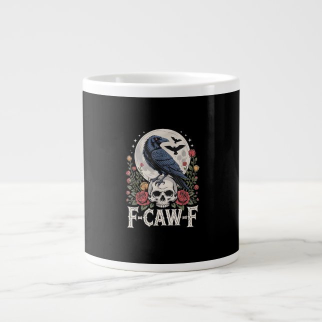 F-Caw-F Bird Crow Funny Crow Bird Cawing Grunge Re Jumbo-Tasse (Vorderseite)