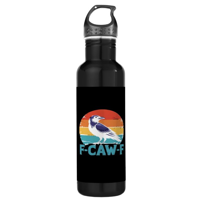 F-Caw-F Bird Crow Funny Crow Lover Aesthetic Style Edelstahlflasche (Vorderseite)