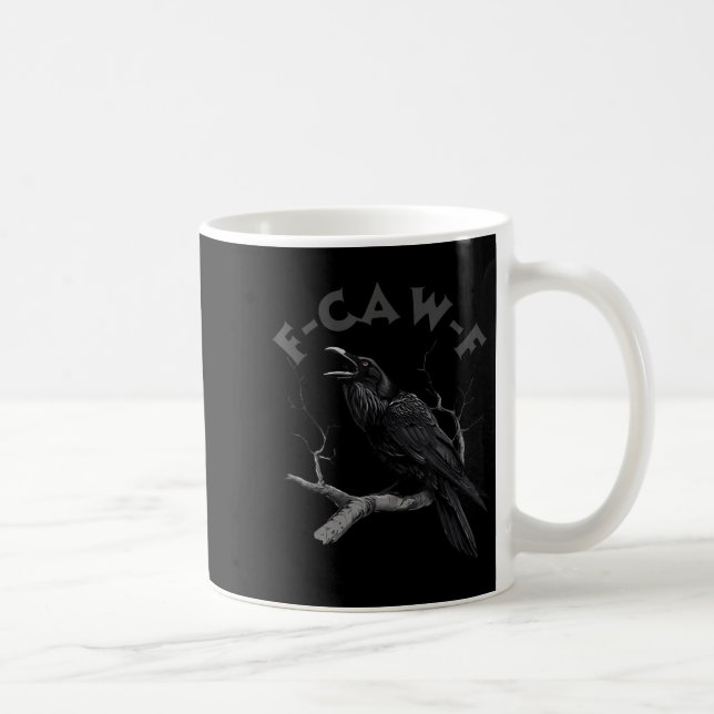 F-caw-f Black Crow Pun Funny Bird Cawing Grunge Kaffeetasse (Rechts)