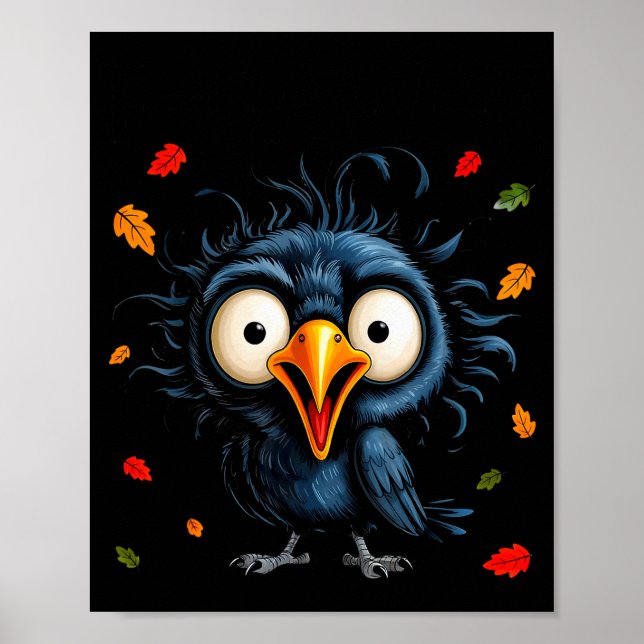 F-caw-f Black Crow Pun Funny Bird Cawing Nge Hallo Poster (Vorne)
