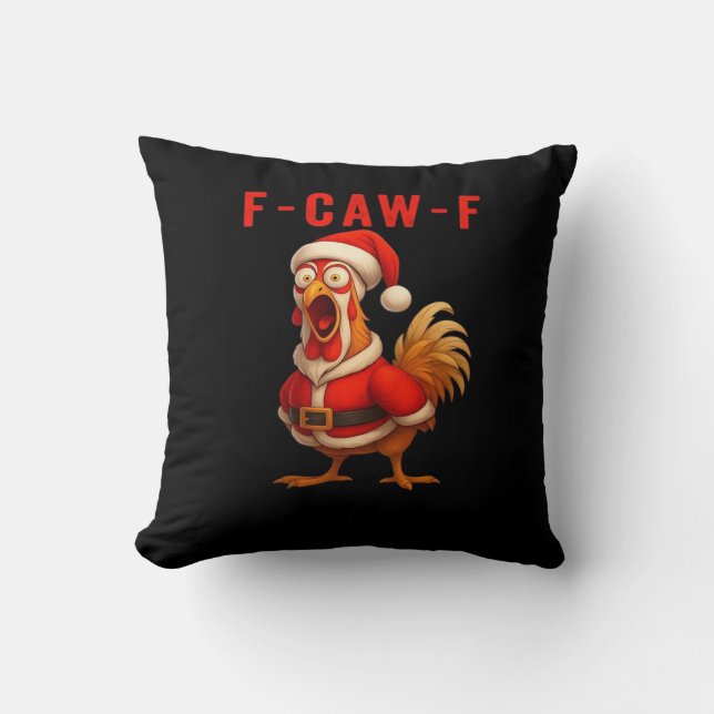 F-Caw-F Chicken Christmas Vintage Cool Kissen (Vorderseite)