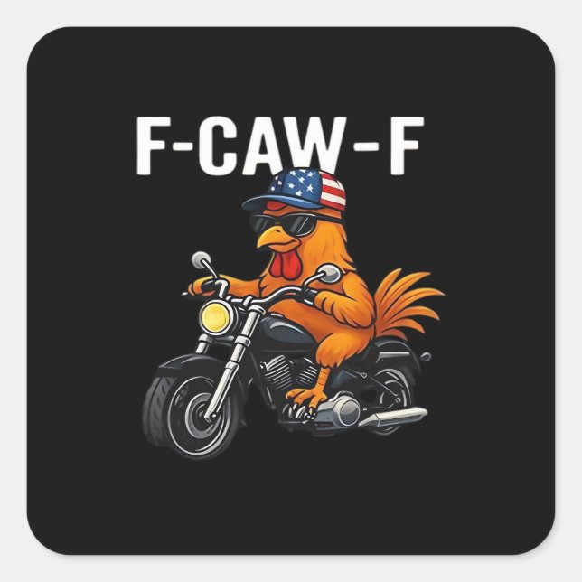 F-Caw-F Chicken Classic Aesthetic Graphic Quadratischer Aufkleber (Vorderseite)