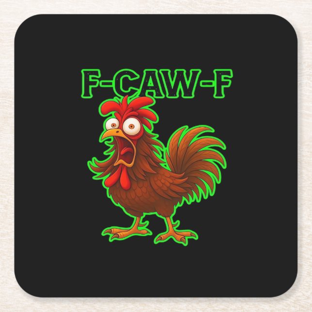 F-Caw-F Chicken Classic Retro Graphic Rechteckiger Pappuntersetzer (Vorderseite)
