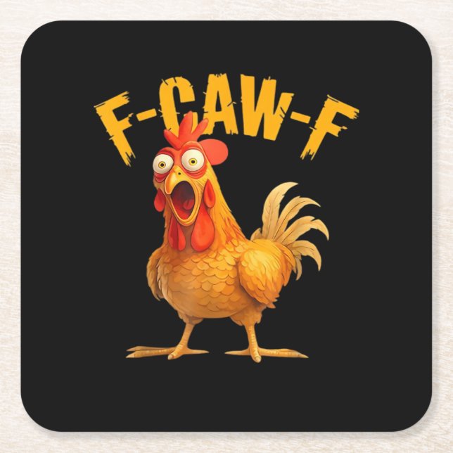 F-Caw-F Chicken Classic Retro-Stil Rechteckiger Pappuntersetzer (Vorderseite)