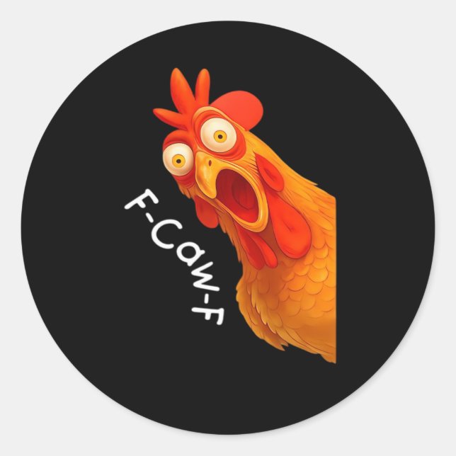 F-Caw-F Chicken Essential Classic Retro Runder Aufkleber (Vorderseite)