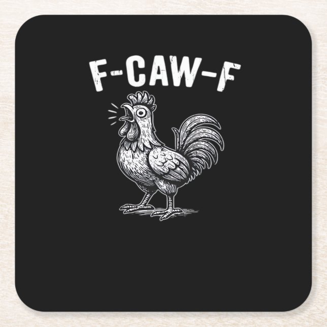 F-Caw-F Chicken Retro Graphic Rechteckiger Pappuntersetzer (Vorderseite)