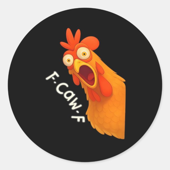 F-Caw-F Chicken Retro Klassiker Runder Aufkleber (Vorderseite)