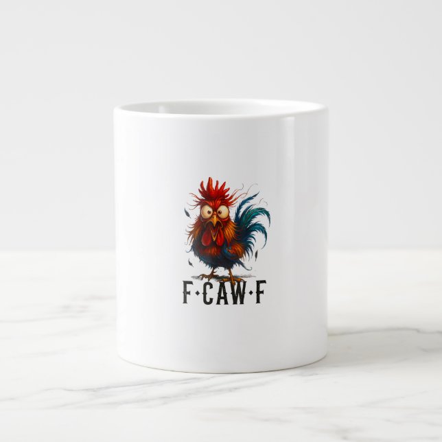 F-Caw-F Chicken Rooster Funny Meme Jumbo-Tasse (Vorderseite)
