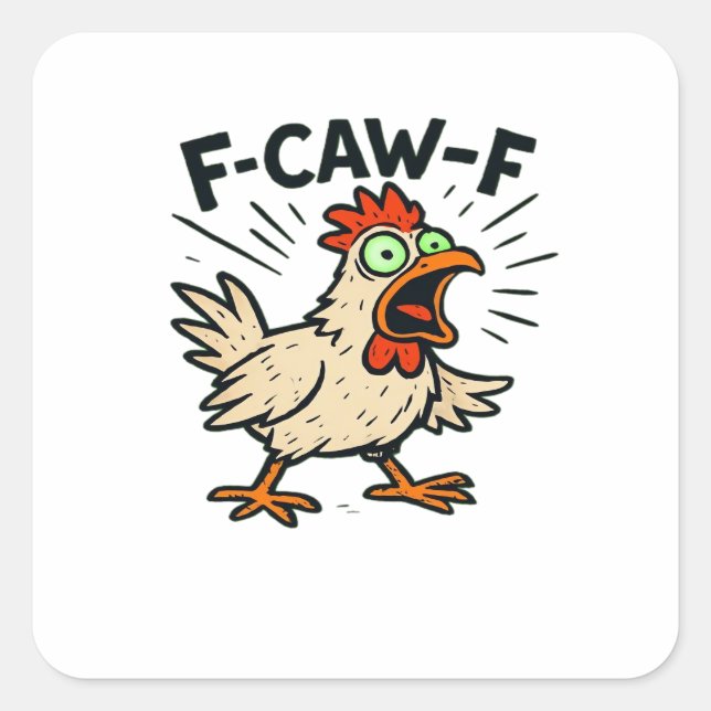 F-Caw-F Chicken Vintage Graphic Quadratischer Aufkleber (Vorderseite)