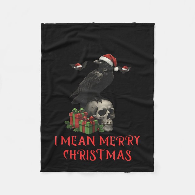 F-caw-f Christmas Crow Funny Goth Christmas Skull  Fleecedecke (Vorderseite)