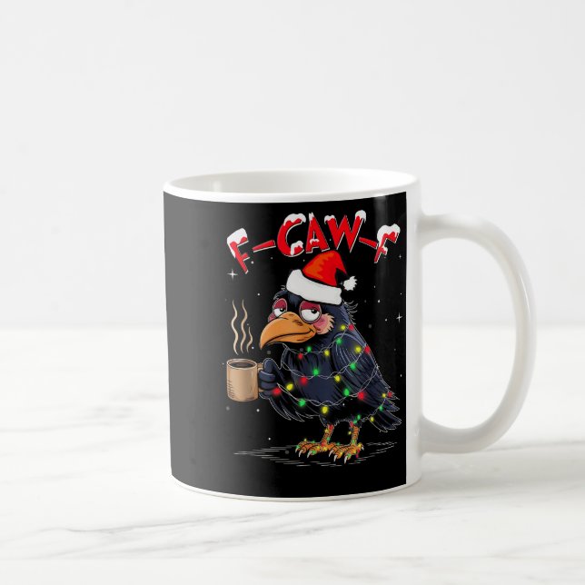 F-caw-f Christmas Crow Xmas Goth Lights Santa Hat  Kaffeetasse (Rechts)