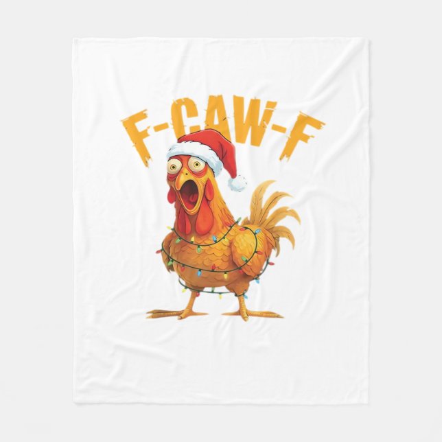 F-Caw-F Christmas Funny Chicken Christmas Essentia Fleecedecke (Vorderseite)