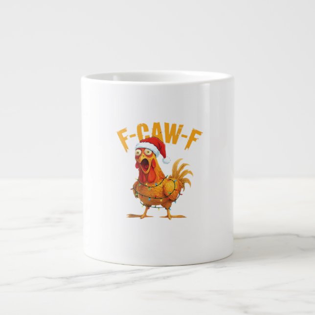 F-Caw-F Christmas Funny Chicken Christmas Essentia Jumbo-Tasse (Vorderseite)