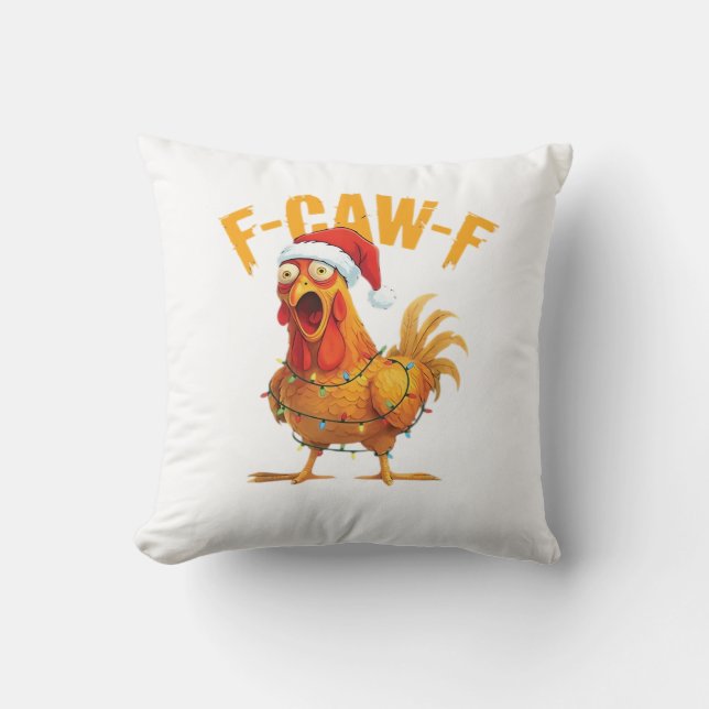 F-Caw-F Christmas Funny Chicken Christmas Essentia Kissen (Vorderseite)