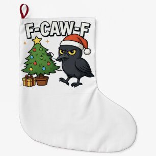 F-caw-f Christmas Raven Crow Xmas Tree Meme Großer Weihnachtsstrumpf