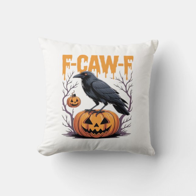 F-Caw-F Classic Halloween Raven Pumpkin Tee - Spoo Kissen (Vorderseite)