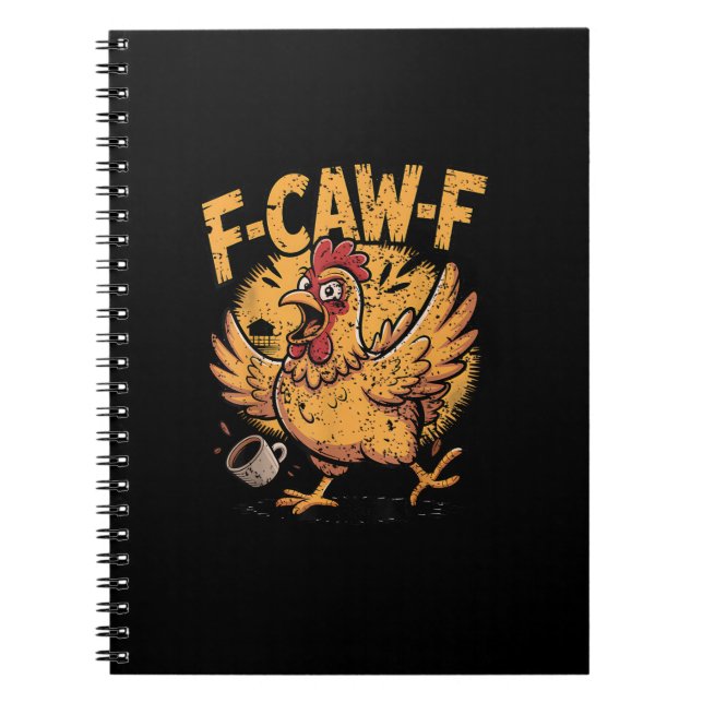 F-Caw-F Coffee Chicken Rooster Funny Bird F-Caw-F Notizblock (Vorderseite)