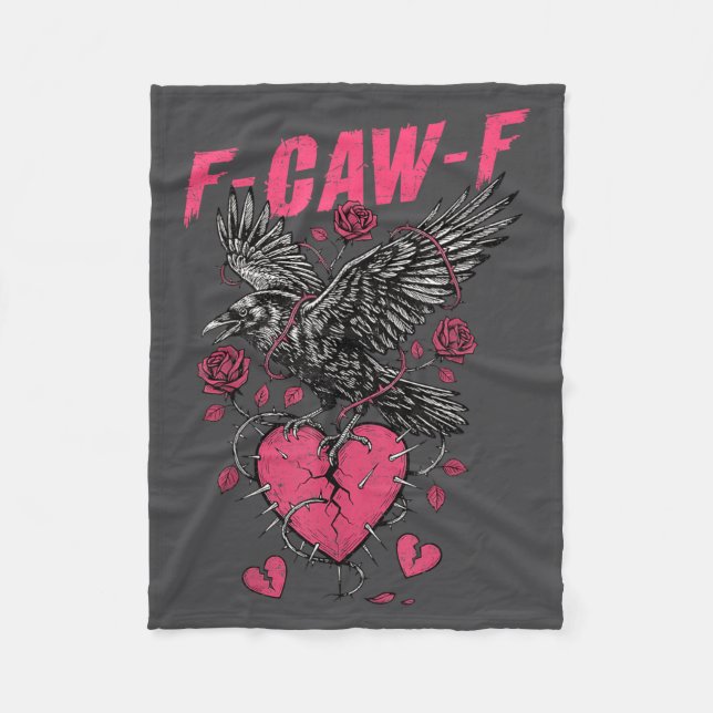 F Caw F Crow Anti Valentine's Day Dark Gothic Brok Fleecedecke (Vorderseite)