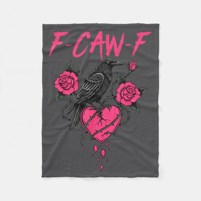 F Caw F Crow Anti Valentine's Day Dark Gothic Brok Fleecedecke (Vorderseite)