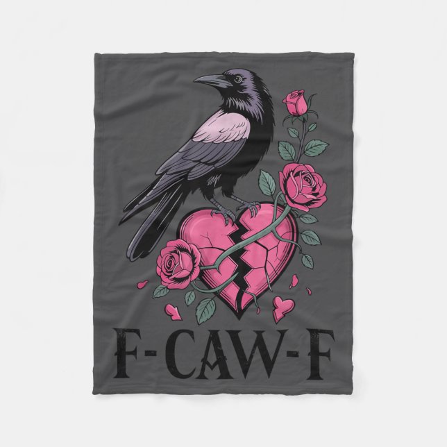 F Caw F Crow Anti Valentine's Day Dark Gothic Brok Fleecedecke (Vorderseite)