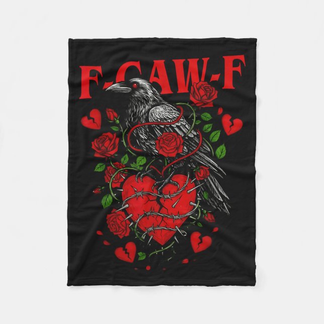 F Caw F Crow Anti Valentine's Day Dark Gothic Brok Fleecedecke (Vorderseite)