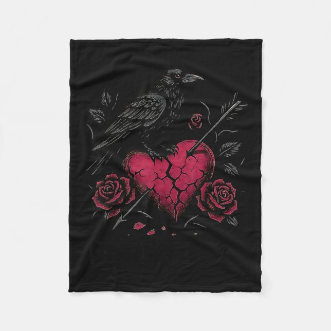 F Caw F Crow Anti Valentine's Day Dark Gothic Brok Fleecedecke (Vorderseite)