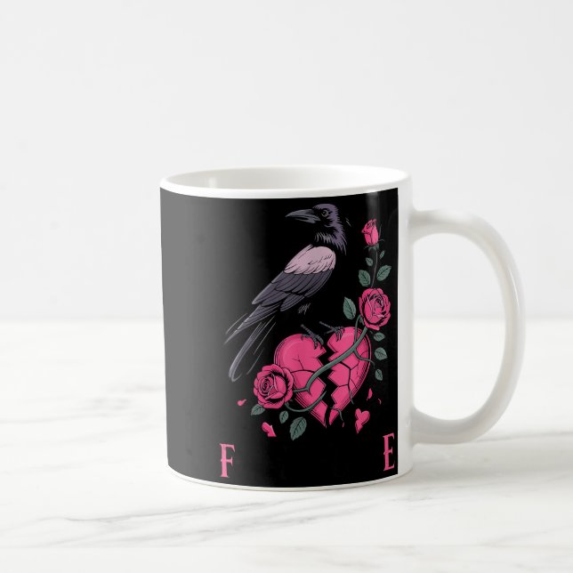 F Caw F Crow Anti Valentine's Day Dark Gothic Brok Kaffeetasse (Rechts)
