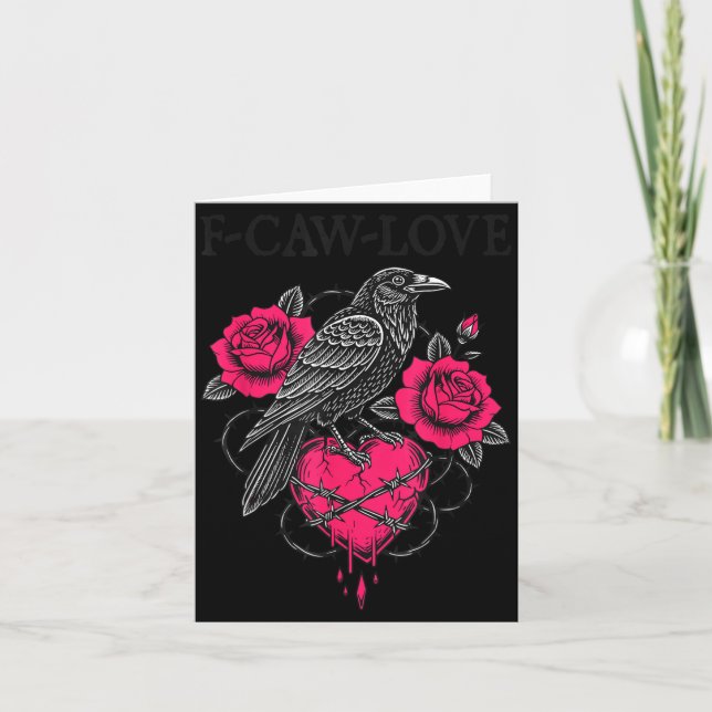 F Caw F Crow Anti Valentine's Day Dark Gothic Brok Karte (Vorderseite)