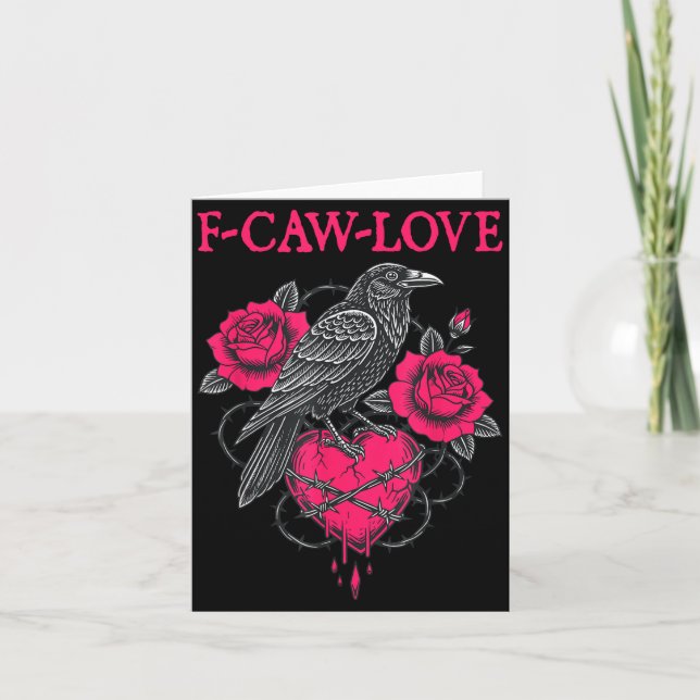 F Caw F Crow Anti Valentine's Day Dark Gothic Brok Karte (Vorderseite)