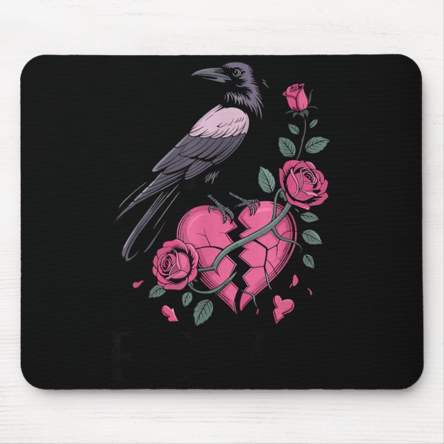 F Caw F Crow Anti Valentine's Day Dark Gothic Brok Mousepad (Vorne)