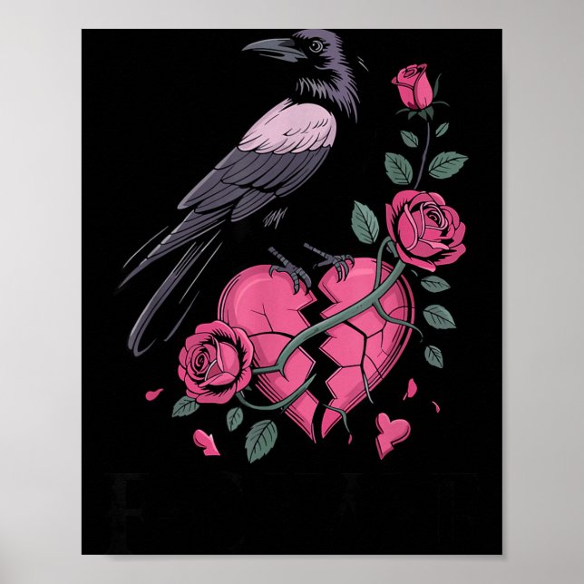 F Caw F Crow Anti Valentine's Day Dark Gothic Brok Poster (Vorne)