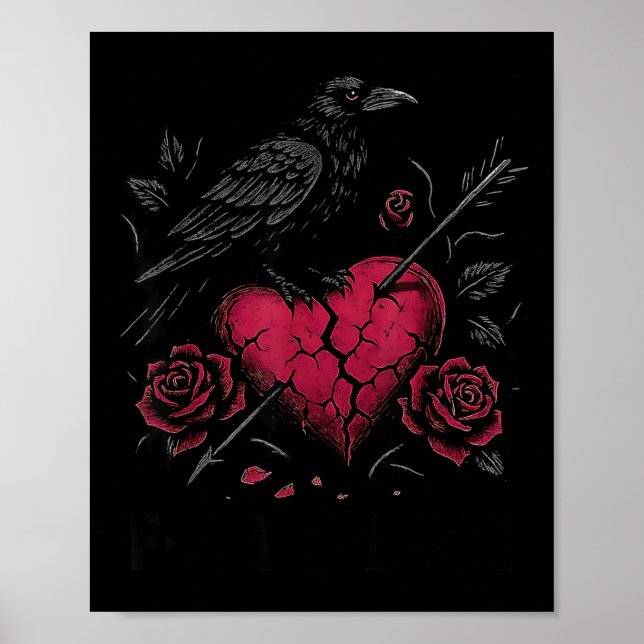 F Caw F Crow Anti Valentine's Day Dark Gothic Brok Poster (Vorne)