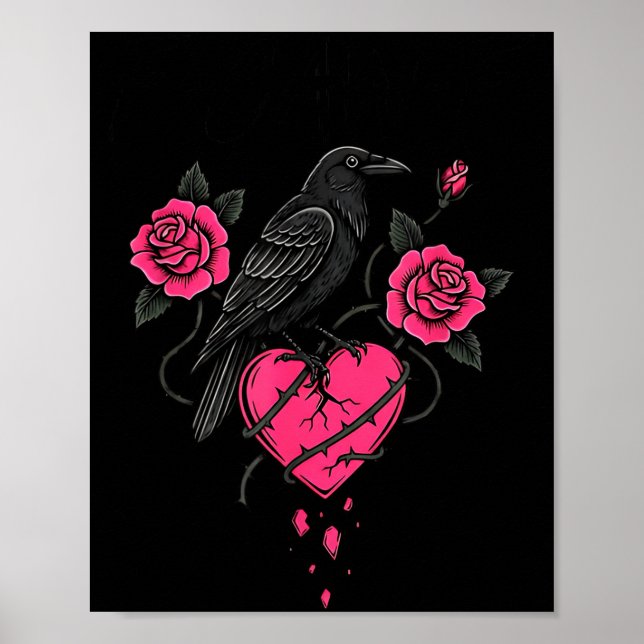 F Caw F Crow Anti Valentine's Day Dark Gothic Brok Poster (Vorne)