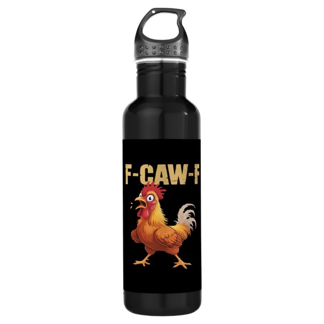 F-Caw-F Crow Gothic Funny Humor Edelstahlflasche (Vorderseite)
