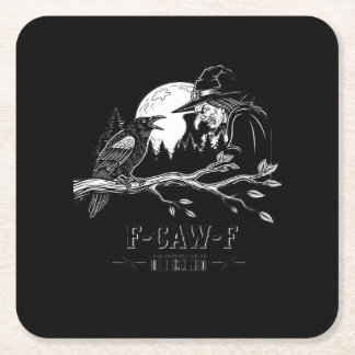 F-Caw-F Crow Halloween Witch F-Caw-F Rechteckiger Pappuntersetzer