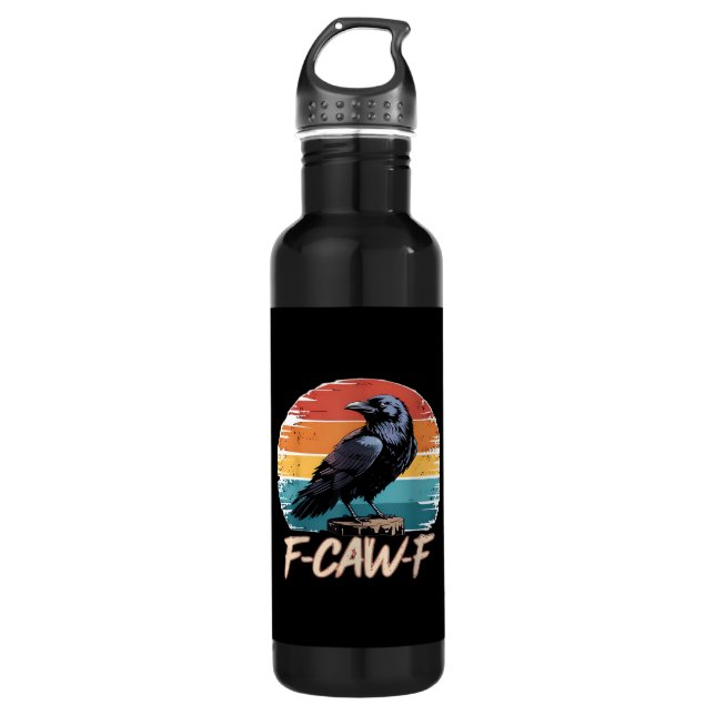 F-Caw-F Crow Humor Funny Gothic Retro Classic Edelstahlflasche (Vorderseite)