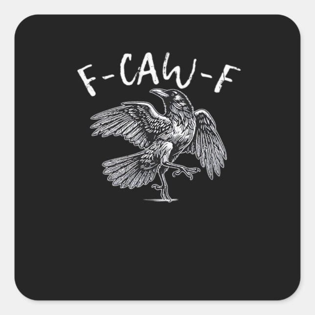 F-Caw-F Crow Retro Classic Quadratischer Aufkleber (Vorderseite)