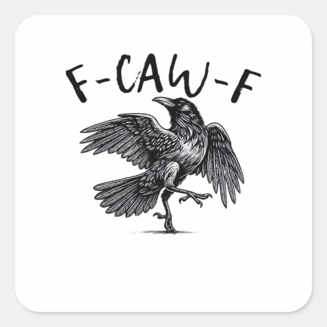 F Caw F Crow Retro Classic Style Quadratischer Aufkleber (Vorderseite)