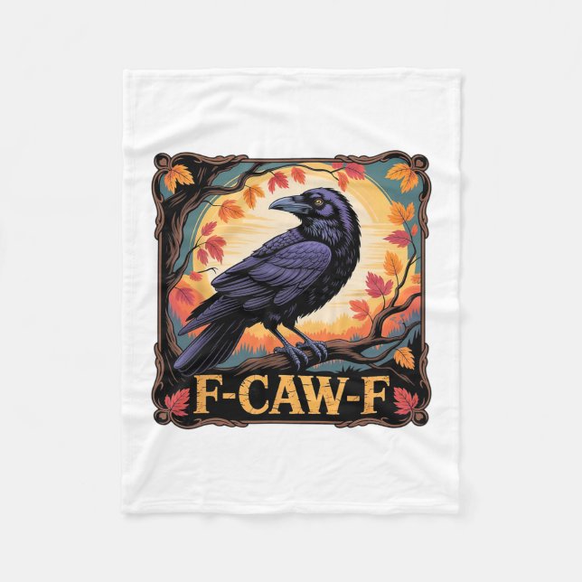 F-caw-f Crow Spooky Halloween Fall Leaves Thanksgi Fleecedecke (Vorderseite)