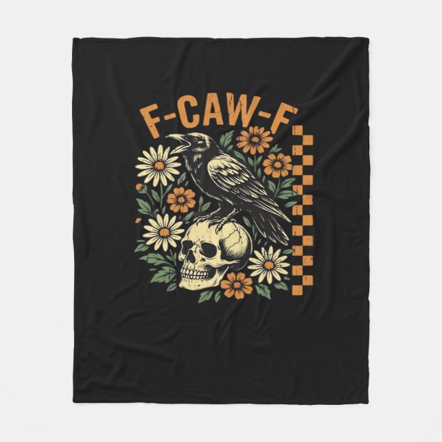F-Caw-F Crow Vintage Graphic Fleecedecke (Vorderseite)