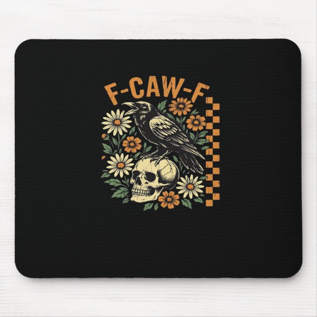 F-Caw-F Crow Vintage Graphic Mousepad (Vorne)