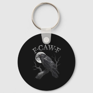 F Caw F Dark Full Moon Crown Bird Raven Halloween Schlüsselanhänger