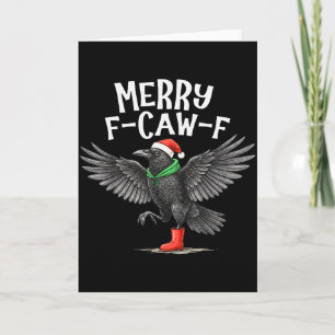 F-caw-f Frohe Weihnachten Lustiger Krähe Rabe Karte