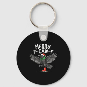 F-caw-f Frohe Weihnachten Lustiger Krähe Rabe  Schlüsselanhänger