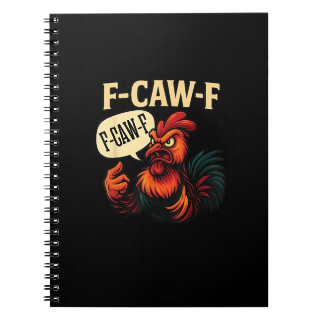 F Caw F Funny Angry Rooster Graphic Retro Style Notizblock (Vorderseite)