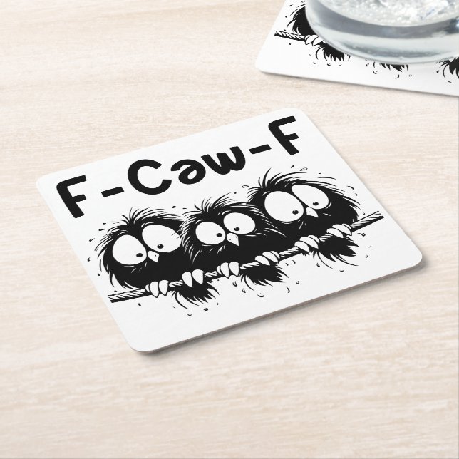 F-Caw-F Funny Bird Quote Gifts  Rechteckiger Pappuntersetzer (angewinkelt)