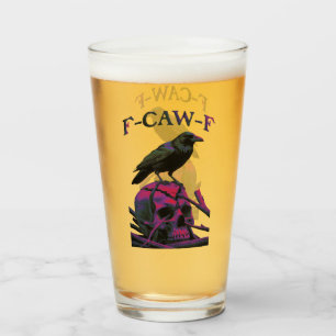 F-Caw-F Funny Black Crow Bird Glas