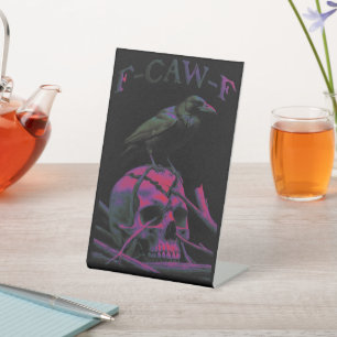 F-Caw-F Funny Black Crow Bird Sockelschild